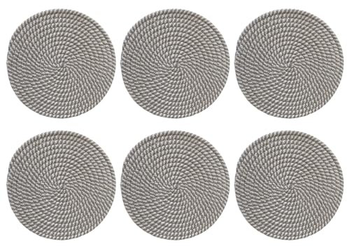 Marysgift 6-Pack Woven Heat-Resistant Round Coasters for Dining and Outdoor Table Decorationiers (Grey, 11cm)