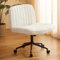 Dowinx Criss Cross Stuhl mit Feststellrädern, Preminum Stoff und Taschenfederkissen, Verstellbarer Drehstuhl mit breitem Sitz, Morden Design Vanity Chair, Weiß