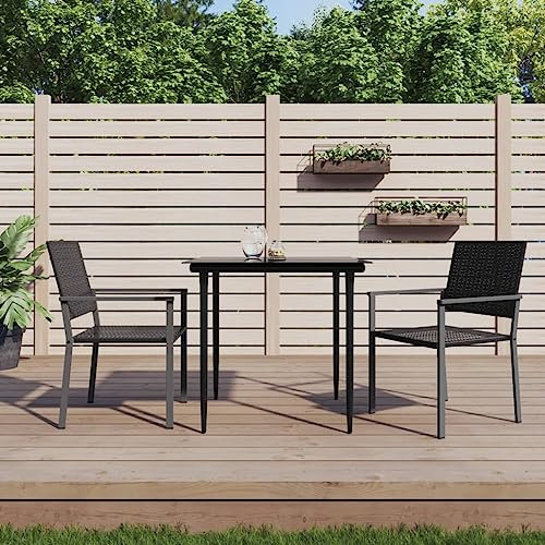 Xichuzi Gartenstühle 2 STK. Schwarz 54x62,5x89 cm Poly Rattan Gartensessel, Campingstuhl, Hochlehner, Balkonmöbel, Balkonstuhl, Terrassenstühle, Balkon Stuhl, 364098