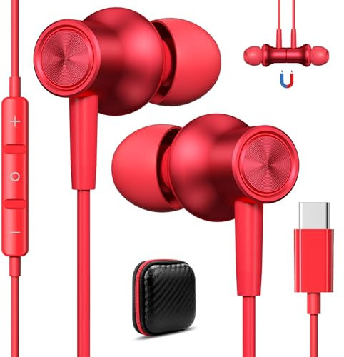 Auriculares USB C para Samsung A34 A54 Galaxy A55 A35 A16 5G, In-Ear Cancelación de Ruido Tipo C Audifonos con Cable Micrófono Auricular para iPhone 16 15 Pro MAX iPad Air Pixel 9 8a 7 Xiaomi 14T 13
