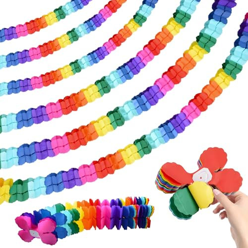 Bunt Girlande Papier, 6 Stück Hängenden Partygirlanden, Geburtstagsgirlande Partygirlanden Deko, Papiergirlande Set für Abschlussfeier Geburtstag Hochzeit Karneval Fasching Party Dekoration (A)