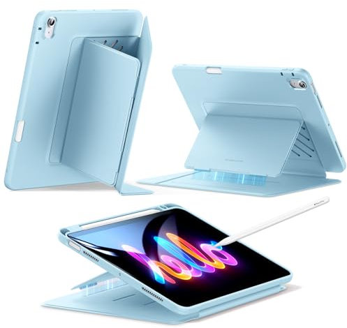 ESR Coque pour iPad Air 11 Pouces M3/M2 (2025/2024), iPad Air 5e/4e Génération (2022/2020), Coque à Support Vertical, Angles de Support Multiples, Ultra-stable avec Porte-stylet, Série Flip, Bleu Ciel