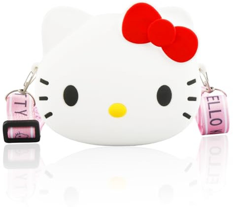 Süße Kitt Tasche mit Verstellbarem Gurt, Modische Umhängetasche Mädchen, Cartoon Tasche Mini Silikon Geldbörse Kinder Münztasche für Jungen und Mädchen Mini Einzigen Schulter Tasche