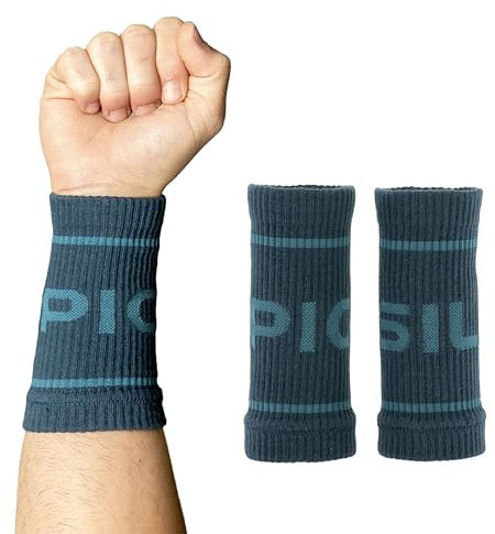 PICSIL - Muñequeras Deportivas de Algodón | Absorbentes y Transpirables | Ideales para Gym, Running y Tenis | Uso con Calleras | Diseño Unisex | Color Midnight