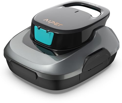 AIPER Kabelloser Poolroboter, Poolsauger Akku mit Doppelantrieb, Selbstparkend, Poolreinigungsroboter, Geeignet für Flache Pools bis zu 80 m2 (Dauer 90 Minuten) (Generalüberholt)