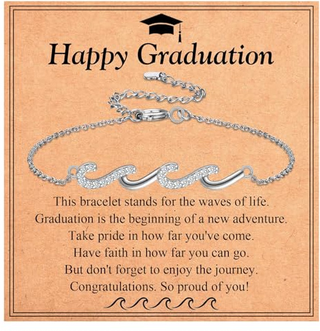 EYQV Graduation Gift for Her, Wave Charm Bracelet | Graduation Presents for Daughter Niece Sister Granddaughter