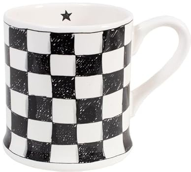 Blond Amsterdam XL-Becher Kariert, 500ml | Keramik, Blond x Noir Design, Für Tee & Kaffee, Mikrowellengeeignet, Handwäsche empfohlen