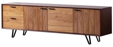 DIANXI Meuble TV Moderne Meuble De Rangement De Salon Simple en Bois Massif, Meuble TV Ancien De Salon Nordique, Meuble D'appoint Console Multimédia(B:200CM*40CM*60CM)