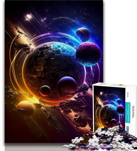 Puzzles Neon Cosmic Voyage Puzzles 1000 Teile für Teenager Dekomprimierendes intellektuelles Lernspielzeug Wichtelgeschenke (26x38cm)