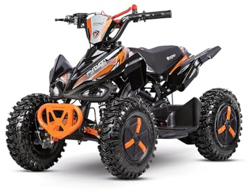 Nitro Motors Python 49cc Mini Kinderquad 6 Zoll Snowy Profile L 2 Takt Automatik Alu Easy Starter Scheibenbremsen stufenloses Daumengas (Orange)