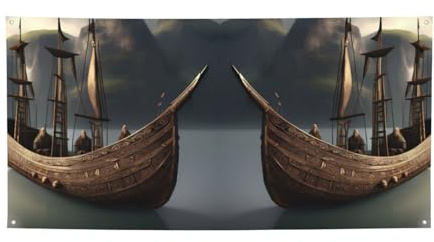 Party-Banner mit nordischem Piratenschiff-Druck, Banner für alle Veranstaltungen, helle Flaggen für Geburtstag, Erntedankfest und mehr