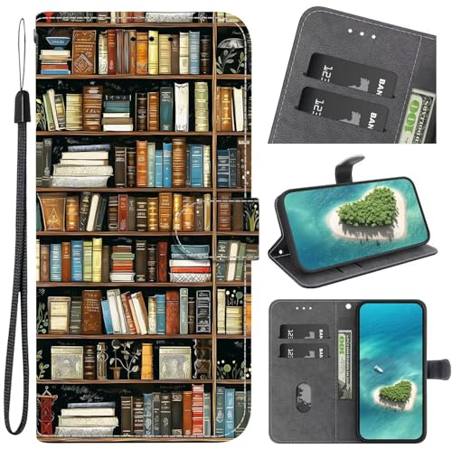 Hülle für Blackview A60 Handyhülle [Premium PU Leder] [Kartenfach] [Standfunktion] TPU Stoßfest Schutzhülle Klapphülle Handytasche Lederhülle für Blackview A60,Bücherregal