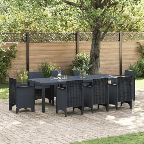 Großer Anthrazit Gartentisch 250x100x73 cm aus Poly Rattan für 10 Personen, Wetterfester Kunststofftisch mit UV-Schutz und Rechteckiger Form für Terrasse, Einfache Montage