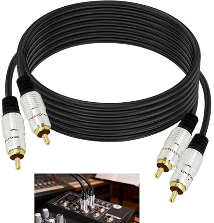 2 RCA to 2 RCA Cable 1m, RCA Audio Cable Gold Plated Stereo Dual Shielded 2RCA Male to 2RCA Male AV Lead for Home Theatre HDTV Amplifier Speaker Gaming Console Hi Fi System DVD Player Audio Equipment