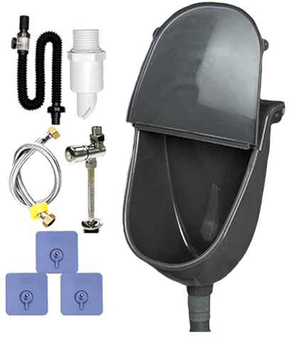 Urinoir de salle de bain pour hommes – Toilettes murales avec couvercle | Tuyau anti-déversement réglable, lavage Portable pour camping-car, dortoir, véhicule, arrière-cour, garage, voyage en plein ai