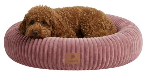 Peluvio Koya Hundebett Rund mit Hohem Rand, Orthopädisches | Donut Hundekissen mit Memory Foam, Waschbar Abnehmbarer Bezug 30°C, Rutschfester Boden, Beruhigend Warm, Weiches Hundesofa