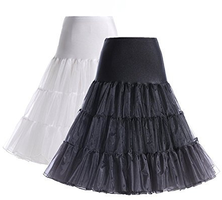 Boolavard Petticoat Underskirt Retro Vintage 50 Balançoire 1950 Rockabilly Blanc, Noir, Bleu, Rose, Rouge (L-XL, Paquet de 2 (Noir + Blanc))