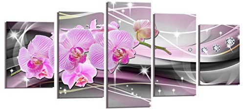 Visario 200 x 100 cm Bild auf Leinwand Orchidee rosa 6340-SCT deutsche Marke und Lager - Die Bilder/das Wandbild/der Kunstdruck ist fertig gerahmt