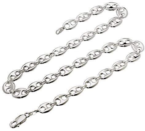 NKlaus 55cm Kaffeebohnenkette 925 Silber elegante Halskette besondere Breite: 10mm Collier 44g schwer 5262