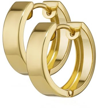 NKlaus Ohrringen Gold - Gelbgold 333 Creolen - Paar Klappcreolen glänzend - 15 x 3,9mm - Schmuck Damen und Mädchen - 4747