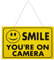 CCTV Sign Yellow Smile You're on Camera High Contrast Recording Warning Safety Door Notice