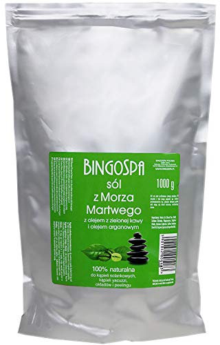 Sale da bagno del Mar Morto con caffè verde e olio di argan per rigenerazione della pelle, idratazione della pelle e idratazione della pelle, antinvecchiamento 1 kg BINGOSPA