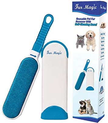 Fur Magic Pet Hair Remover Lint Brush With Self-Cleaning Base, Reusable Fluff Remover for Clothes, Double-Sided Fur Cleaner for Dog and Cat