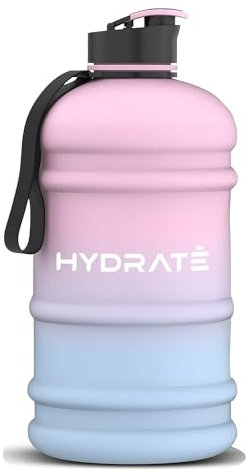 HYDRATE XL Bouteille d'eau 2,2 L - Bouteille de Gym Avec Sangles de Transport - Gourde Fitness - Sans BPA, Pop-up Bouchon - pour le Sport, le Yoga et les Activités de Plein Air (Matte Pink)
