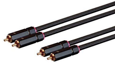Monoprice Male RCA Two Channel Stereo Audio Cable - Gold Plated Connectors, Double Shielded, 15 Feet, Black - Onix Series