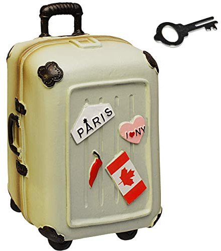 alles-meine.de GmbH Spardose - Reisekoffer/Trolley - Länder & Städte - mit Schlüssel + Schloss - aus Kunstharz/Polyresin Harz - stabile Sparbüchse Kinderspardose/Trolly KOF..