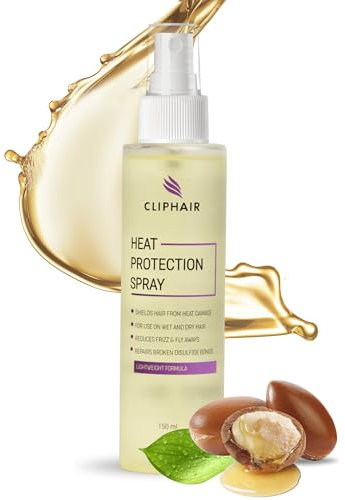 Cliphair Heat Protection Spray for Human Hair Extensions 150ml I Anti Frizz Hair Heat Defenceman for Hair Straightening and Styling