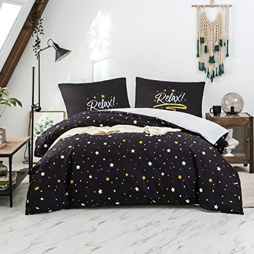 AYSW Sets de Housse de Couettes 200 x 200 cm + Lot 2 Taies d'Oreillers 65 x 65 cm Parure de lit Imprimé Etoile Multicolore pour 2 Personnes Motif 10