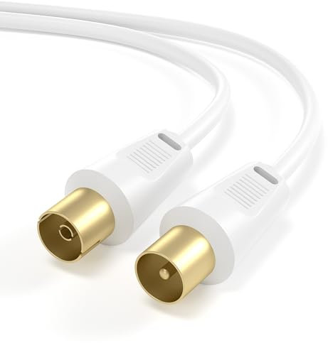 JAMEGA – 7,5m Antennenkabel HDTV Full HD 135db 75 Ohm | Koaxialkabel 4K UHD Koax Stecker > Koax Kupplung TV, HDTV, Radio, Kabelfernsehen DVB-T, DVB-C, DVB-S, DVB-S2, UKW, DAB, DAB+