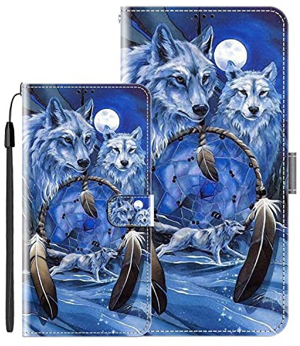 vingarshern Klapphüllen für TP-Link Neffos C9A Schutzhülle Mit Magnetverschluss Flip Etui Lederhülle Handytasche Neffos C9A Hülle Klappbares Leder Brieftasche,Wolf Muster-2