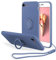 UEEBAI Case for iPhone 7 Plus iPhone 8 Plus, Ultra Slim TPU Shockproof Case Liquid Silicone Case Rotatable Ring Holder Kickstand with Magnetic Car Mount Gel Rubber Cover Wrist Strap - Blue Grey
