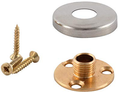 ElekTek Leuchtenbau Scheibennippel Aufbauscheibe aus Messing - 10 mm Außengewinde mit Schrauben und Kaschierung Abdeckring - Für 100 mm Lampenfassung E27 Nickel