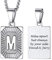 PROSTEEL Edelstahl Viereck Anhänger Halskette für Männer Frauen Retro Stil Buchstabe M Anhänger mit 55cm 2mm Venezianierkette verstellbar Damen personalisiert Initiale Modeschmck