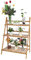 Plant Stand, Bamboo Plant Stand 3 Tier, Outdoor Indoor Flower Stand Folding Plant Display Stand Ladder Shelf Corner Planter, garden shelves for plants 27.55x15.74x37.79in(Wood color)