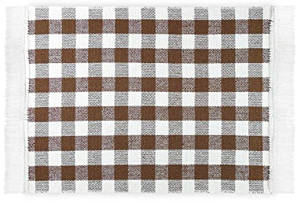 Küchenläufer Braun Kariert 50 x 75 cm aus 100% Baumwolle • Küchenläufer waschbar und robust • Teppich für Küche, Flur, Wohnzimmer - Indoor und Outdoor