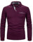 APAELEA Men Polo Shirt Long Sleeve Cotton Golf T-Shirt Casual Tops,Wine Red,3XL