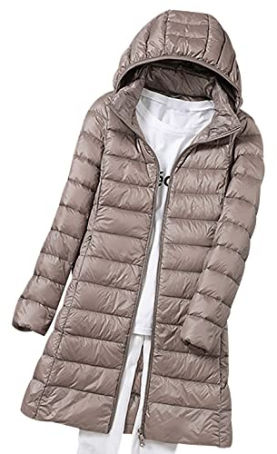 Lightweight Down Jacket Women Packable Ladies Puffer Jacket Long Puffer Coats for Women Puffa Jackets With Hood Oversized Longline Waterproof Womens Down Feather Coat Parka Quilted Padded Jackets