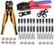 QeeHeng Strumenti di crimpatura solare kit di attrezzi di crimpatura, 1 piegatore, 1 spelafili autoregolante da 8 pollici, 12 paia di connettori per pannello solare