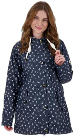 Ankerglut Damen Damen Friesennerz Regenmantel Regenjacke mit Kapuze Gefüttert Wasserdicht Wetterfest Übergangsjacke #Ankerglutwolke Regenjacke