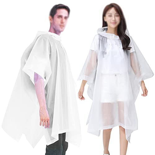 Fayemint 2 Pezzi Poncho Impermeabile Trasparente, Multi-Funzionale Mantella Pioggia con Cappuccio, Portatile Poncho Impermeabile, per Escursionismo, Campeggio, Ciclismo, Pesca