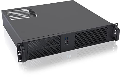 RackChoice 2U Micro ATX Compact Rackmount 2 x 5.25 Chassis Support ATX PS2 PSU with 120mm Fan on top
