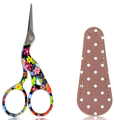 BIHRTC 9,1 cm große Schere zum Nähen und Sticken mit Etui, kleine Edelstahlschere mit scharfer Spitze für Haushalt, Büro, Zuhause, Handarbeit, Bastelwerkzeug