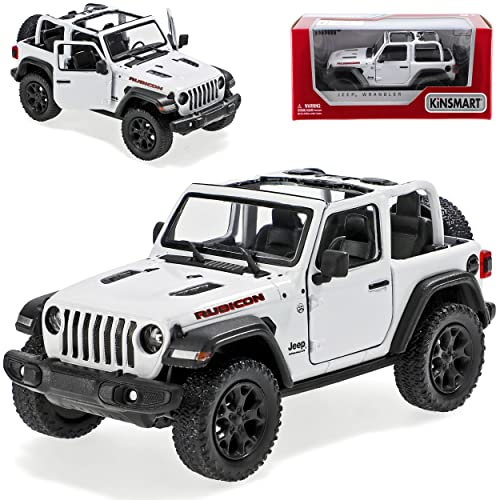 alles-meine.de GmbH Jeep Wrangler Rubicon JL Cabrio Offen Weiss 4. Generation Ab 2018 ca 1/43 1/36 Kins*mart Modell Auto mit individiuellem Wunschkennzeichen