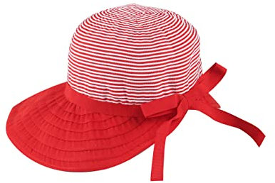 Miuno® Chapeau de soleil doux pour femme - Chapeau de paille - Protection solaire - Noeud H389, rouge