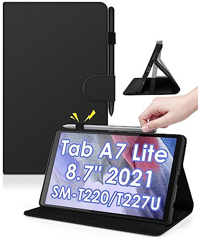 KATUMO Funda para Samsung Galaxy Tab A7 Lite de 8,7 pulgadas (SM-T220/T225/T227), ultra fina, ligera, de piel, con 2 ángulos de vista, funda tipo libro, cubierta trasera de silicona, cierre magnético