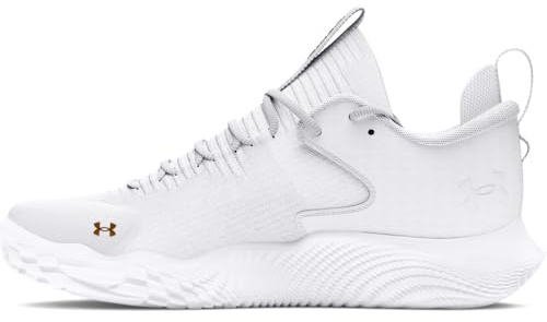 Under Armour Women's Flow Ace Low, (100) White/White/Metallic Gold, 12, US